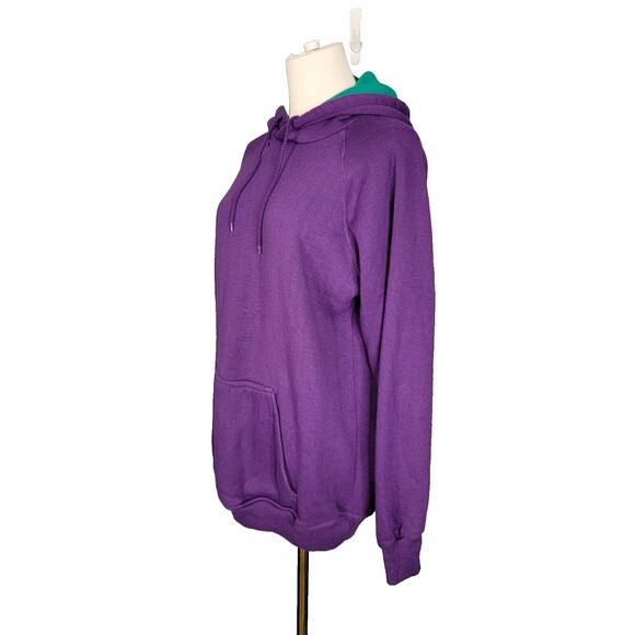 Vintage Macgregor Purple Hoodie Plain Large 26x28 Pullover Pocket Skate Grunge - Picture 6 of 17